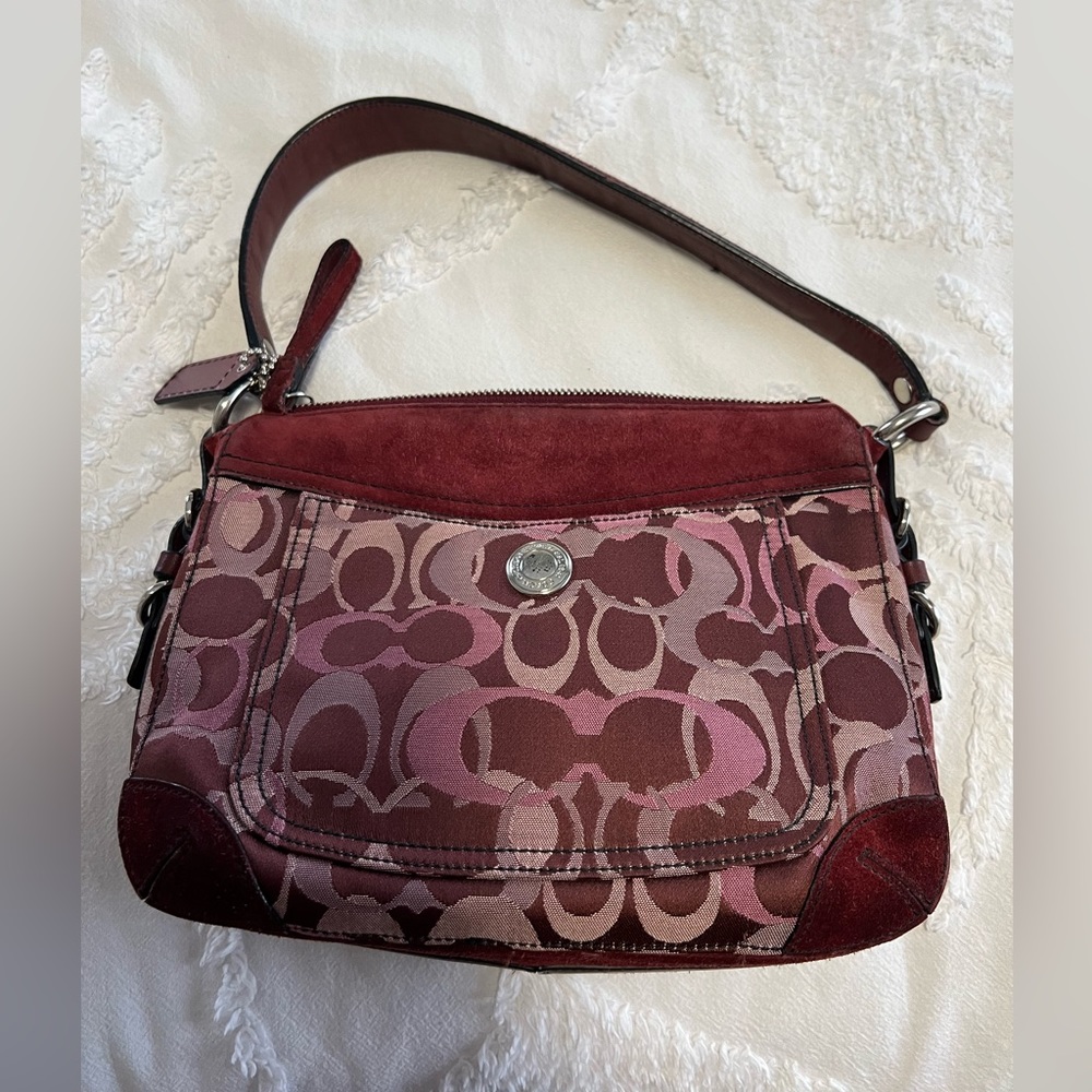 Coach Vintage Optic Signature Logo suede bag with dust bag